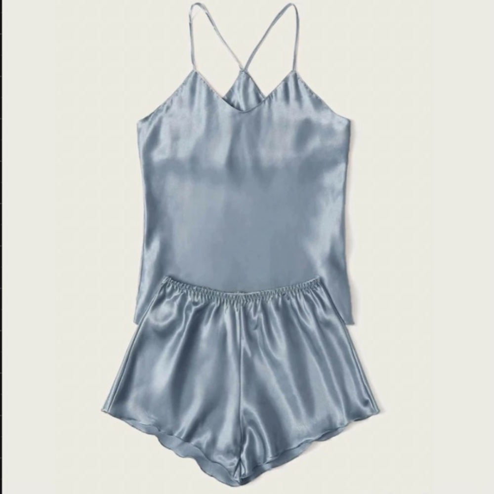 SHEIN satin cami top with shorts pj set